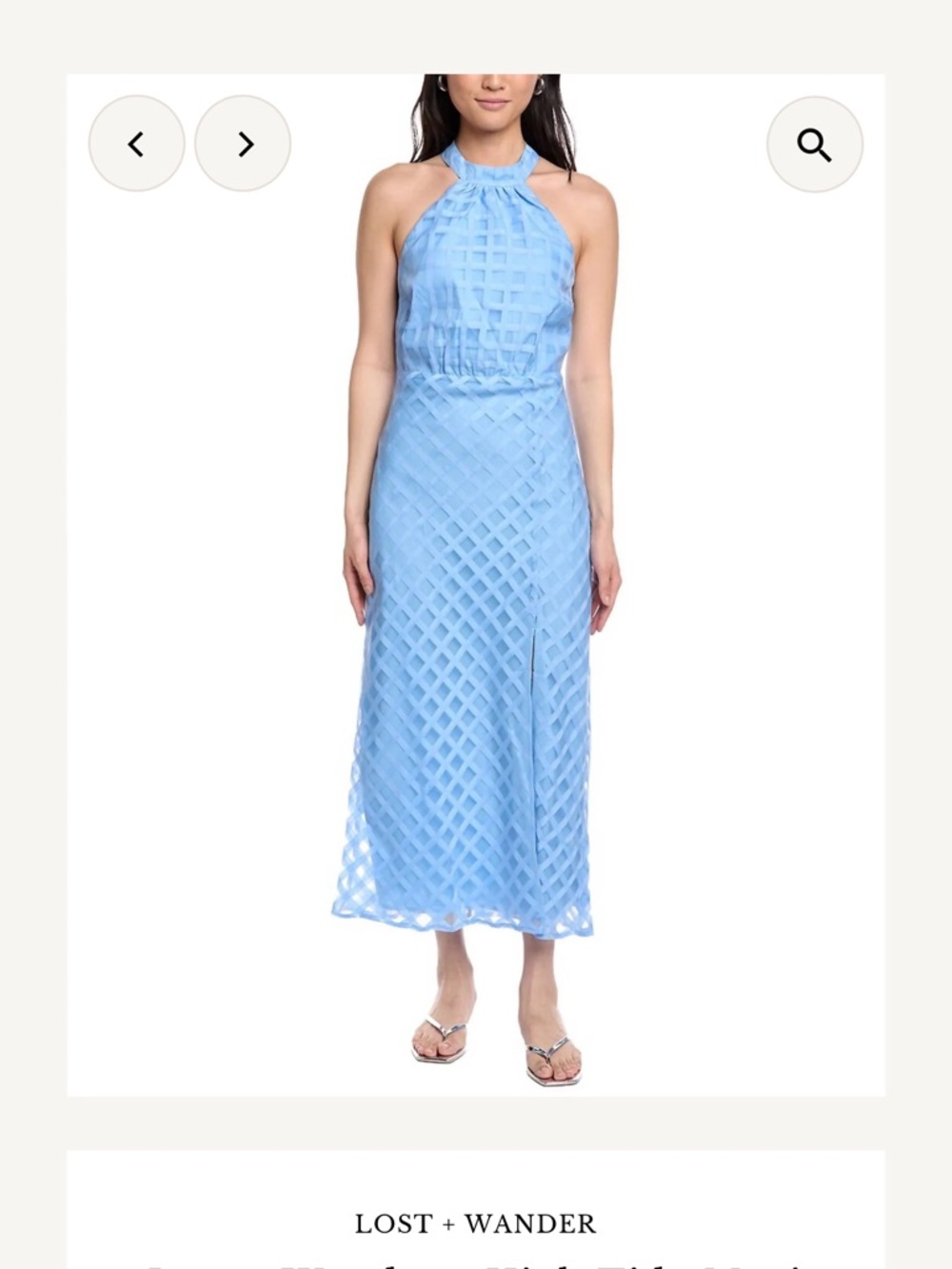 Lost + Wander Sky Blue Lattice Halter Midi Dress